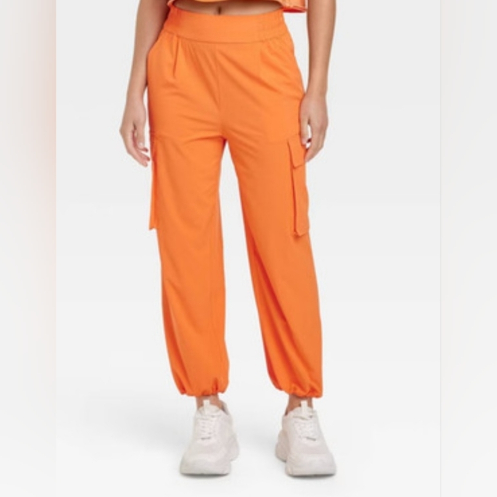 JoyLab Women's Orange Cargo High Rise Joggers Pants NWT XL